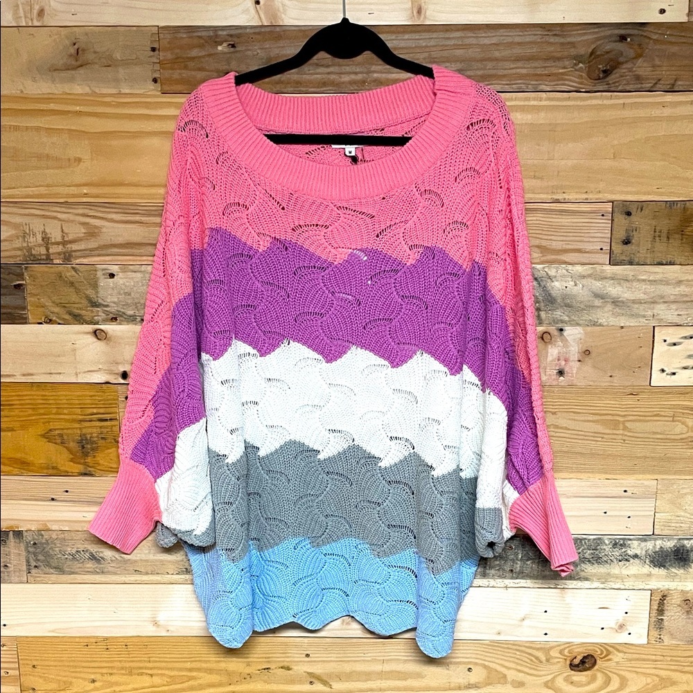 ANDREE BY UNIT size Med Pink, Purple, White, Gray, Blue Lightweight Soft Sweater